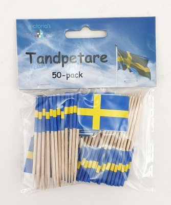 Tandpetare med svenska flaggan (50-pack)