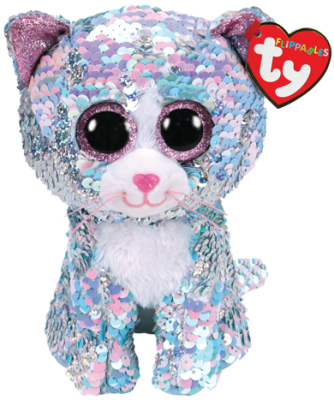 TY gosedjur Flippables Whimsy katt med paljetter 26 cm