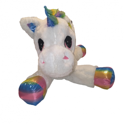 Mjuk rainbow unicorn gosedjur Vit 80cm