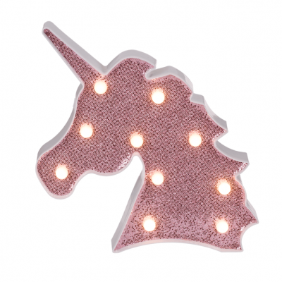 Unicorn väggdekor Rosa med LED ljus