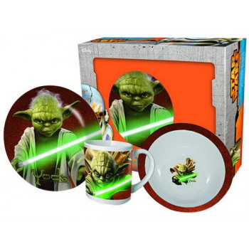 Star Wars frukostset i porslin med motiv på Yoda
